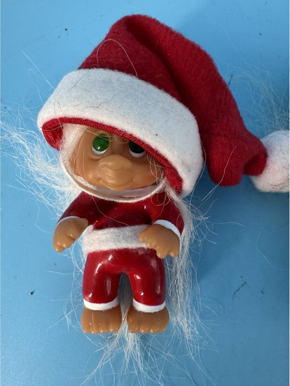 Vintage DAM Mini Troll Dolls Lot 3 Christmas Santa Reindeer Angel Ornaments - Picture 4 of 7